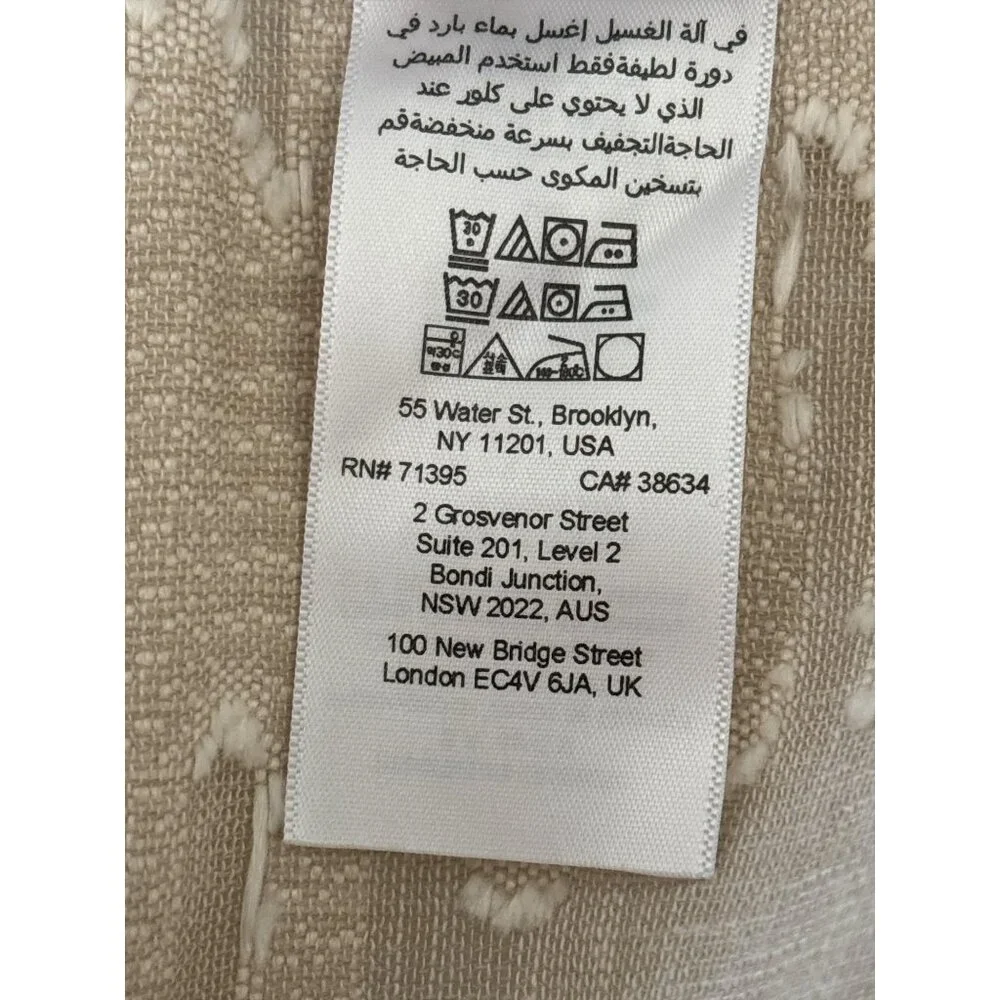 West Elm Sheer Curtain Panel 48x108 Beige White Abstract Diamond Long